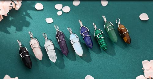 XIANNVXI Mothers Day Gifts Malachite Hexagonal Stones Necklaces Reiki Spiritual Natural Gemstone Quartz Point Wire Wrapped Jewelry for Women Men