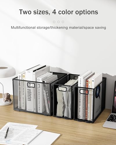 Oterri Metal Hanging File Crate, Portable Desktop Organizer for Letter Size Folders, Mesh Design (Cool Black, 1 Pack)