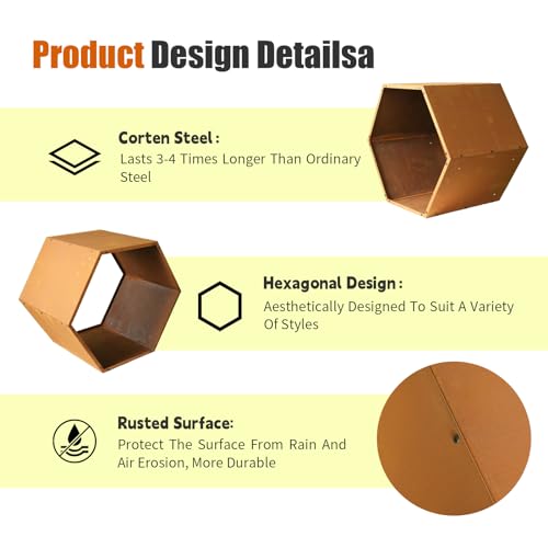 GJWCVL Firewood Rack Heavy Duty Wood Holders Fireplace Wood Rack Hexagon Firewood Log Rack Outdoor Indoor Log Holder Corten Steel Firewood Pile Storage Racks Lumber Rack Stacking