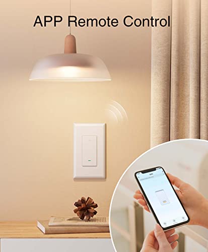 GHome Smart Switch, 2.4Ghz Wi-Fi Light Switch Compatible with Alexa, Google Home, Neutral Wire Required, Single-Pole,UL Certified,Voice Control and Timer, No Hub Required,1 Pack, White (SW5)