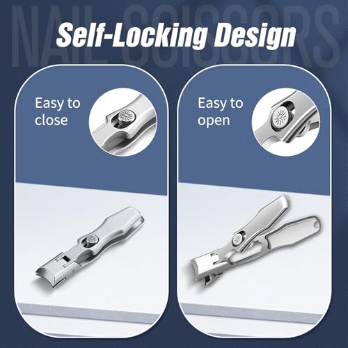 German Nail Clippers for Men, 2024 New Ultra Sharp Stainless Steel German Nail Clippers, Professional Anti-Splashing German Toenail Clippers for Seniors, Cuts Thick Nails with Ease (Large-Black)