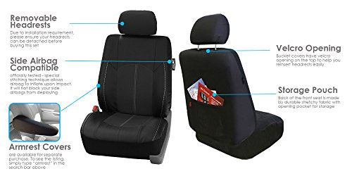FH Group Perforated Leatherette Three Row Set 7 Seater Car Seat Covers, Airbag Compatible and Split Ready- Universal Fit for Cars, Trucks & SUVs (Black)