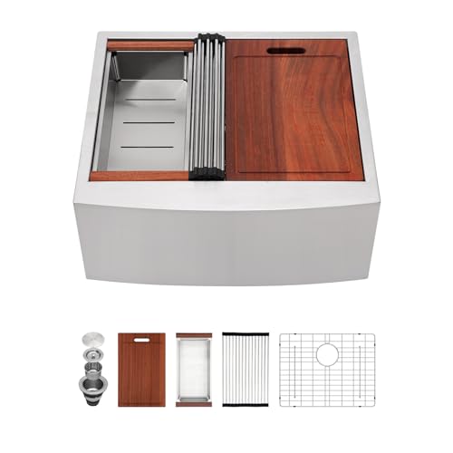Sarlai 36 Farmhouse Sink Stainless Steel - 36x22 Inch Kitchen Sink Ledge Workstation Apron Front Single Bowl 16 Gauge Stainless Steel Luxury Undermount Farm Kitchen Sink