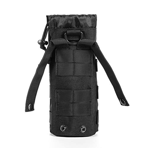 Upgraded Sports Water Bottles Pouch Bag, Tactical Drawstring Molle Holder Pouches, Travel Mesh Tactical Hydration Carrier (Tan-2Pack)