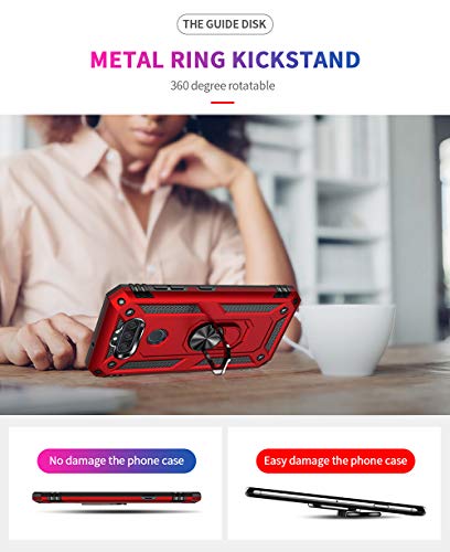 Dionsibei Military Grade Drop Impact for LG Aristo 5 Case LG Phoenix 5/Fortune 3/K300/LG Aristo 5+ Plus/LG K31 Case Metal Rotating Ring Kickstand Armor Heavy Duty Cover Aristo 5+ Plus Case (Black)