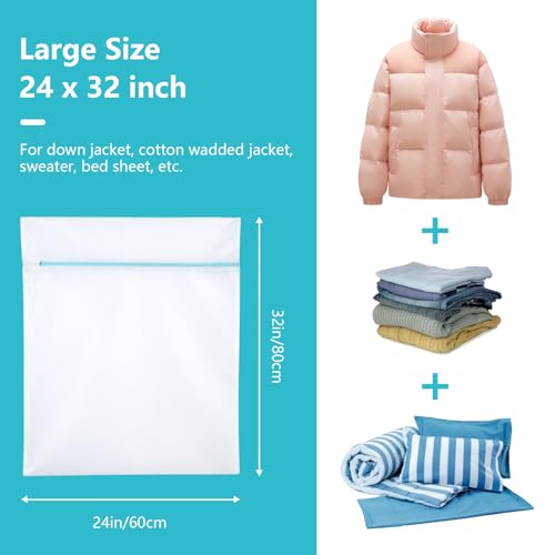 OTraki Mesh Laundry Bag for Delicates, 24 x 32 inch Large Mesh Delicates Bag for Washing Machine, Zippered Net Laundry Bag for Sweater Bed Sheet Blanket Toy Travel Camping College Dorm Organizer