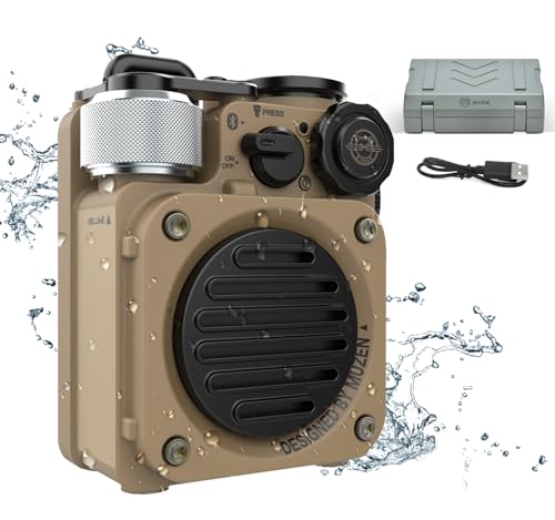 Muzen Portable Bluetooth Speaker, Wild Mini Rugged Travel Outdoor Speaker, Wireless Waterproof IPX5 with Flashlight, Stereo Sound, Metal Wild Look, for Adventure, Camping, Hiking