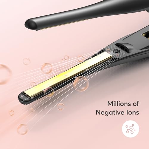 ORYNNE 3/10'' Small Flat Irons for Short Hair Pixie Cut, 5s Ultra Fast Heat Up Tiny Pencil Flat Iron, Ionic Mini Edge Flat Iron, Skinny Thin Straightener Champagne Gold