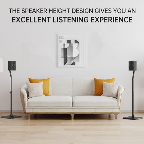 USX MOUNT Universal Speaker Stands, Height Adjustable Extend 30.0" to 39.1" for Satellite Speakers & Small Bookshelf Speakers up to 11 lbs Per Stand, 1 Pair Floor Stands for Sony Bose Polk JBL Yamaha