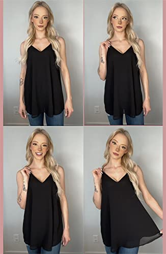 SUNAELIA Camisole Tops for Women Tank Tops Dressy Casual Chiffon Loose Fit Going Out Shirt Tops Light Grey