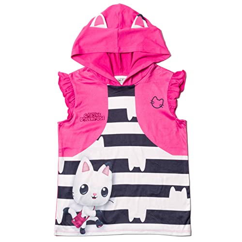 DREAMWORKS GABBY'S DOLLHOUSE Pandy Paws Toddler Girls Hooded Tank Top and Dolphin Shorts Outfit Set Multicolor/Pink 2T