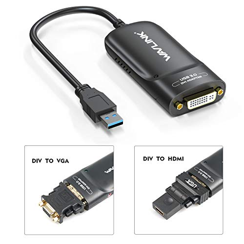 WAVLINK USB3.0 to HDMI/DVI/VGA Universal Graphic Adapter,Supports Primary/2048x1152 Extend/Mirror Video Mode up to 6 Display Units with Aduio Port Displaylink Chip for Windows, Chrome OS