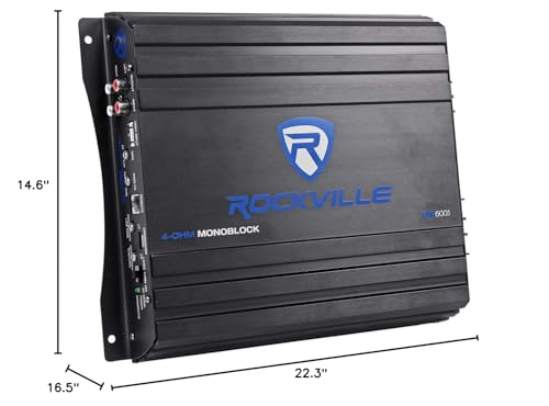 Rockville RV8.2A 800 Watt Dual 8" Car Subwoofer Enclosure+Mono Amplifier+Amp Kit black