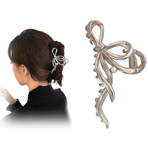 Crystal Tulip Hair Claw Clip, 4inch Diamond Cute Metal Flower Shark Clip Non Slip Hair Clamp Claws for Women Girls