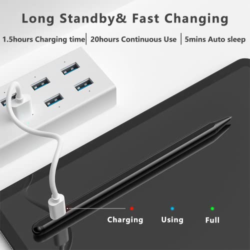 Stylus Pen for iPad (2018-2024) with Fast Charging & Palm Rejection, Compatible with Apple iPad Pro M4 2024, iPad Air M2 2024, iPad Pro 11/12.9 inch, iPad 10-6th, iPad Air 5th-3rd, iPad Mini 6/5th