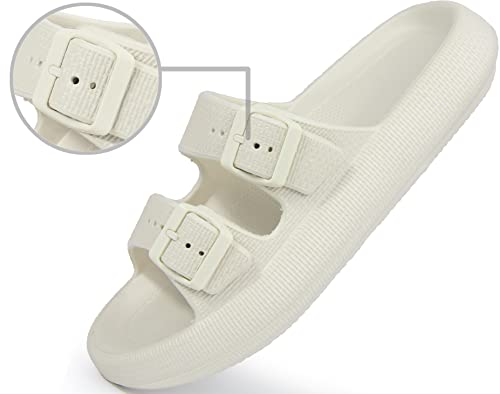 Pillow Slippers for Women Bath Shower Shoe Fashion Sandals Open Toe Pool Room House Slippers EVA Slides for Indoor Outdoor Purple Men Size 5 6 Women Size 7 7.5