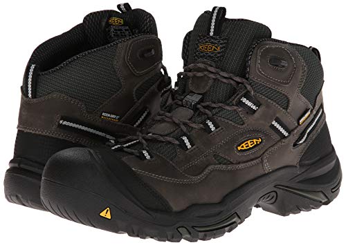 KEEN Utility Men's Braddock Mid Steel Toe Waterproof Work Shoe, Cascade Brown/Tawny Olive, 9.5 Wide US