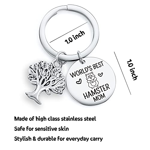 NOTHERS RSZOTW Hamster Lover Gift Hamster Mom Jewelry Animal Lover Jewelry Animal Gift World's Best Hamster Mom Keychain Pet Lover Gift Animal Keychain Hamster Charm Gift