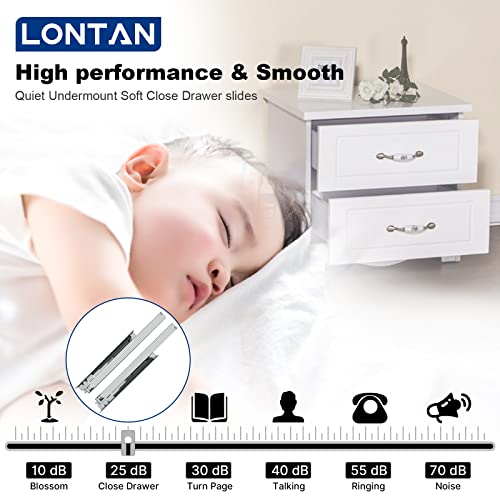LONTAN 6 Pair UnderMount Drawer Slides 18 inch, Full Extension Soft Close Concealed Drawer Runners,Bottom Mount Heavy Duty Drawer slides-100lb Capacity Rails