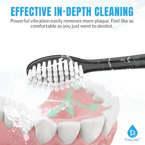 Pursonic Standard Electric Toothbrush Heads - 8 Pack Electric Toothbrush Replacement Brush Heads for Dazzlepro Elements - Tooth Brush Heads for AquaSonic Vibe, Duo Pro & Black Series Pro (Black)