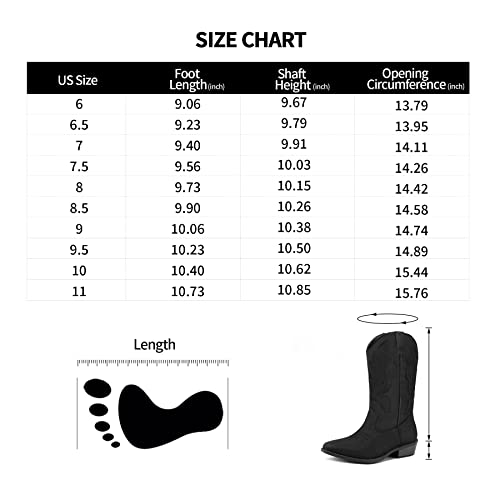 mysoft Women's Western Cowboy Boots Embroidered Mid-Calf Pointed Toe Cowgirl Boot (Available for Regular and Wide Calf)