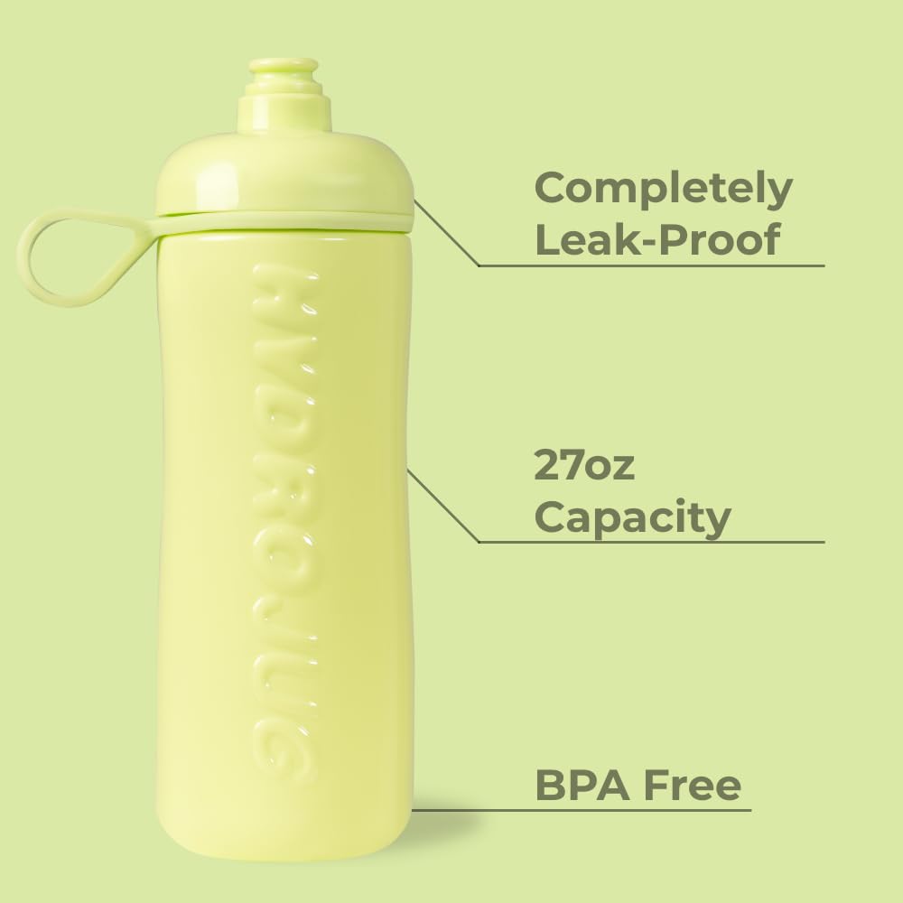 HydroJug Squeeze - 27oz Water Bottles, Sports Water Bottle with Push Cap, Quick & Easy Hydration, Gym Water Bottles, Easy Squeeze Bottle, Honeydew