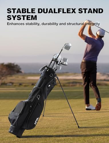 Small Golf Bag, 3 Divider Fit Up to 8 Clubs, Golf Stand Bag with Rain Cover, Easy to Carry and Durable Pitch n Putt Golf Bag, Lightweight Golf Bag with Strap and Stand for Men n Women