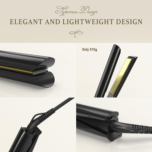 Giacomucci Titanelli 2 in 1 Titanium Hair Straightener and Curler | 100% Pure Ti-Thermal Technology Flat Iron | 1-Inch Professional Styling | Available in Black, Gold, and Pink (Black)