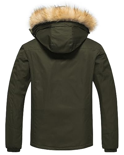 Pursky Mens Winter Coats Snowboarding Jacket Mountain Waterproof Ski Hooded Windbreakers Windproof Raincoat Warm Snow Coat Red M