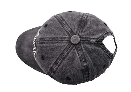 MANMESH HATT Mama Bear Ponytail Hat Vintage Washed Distressed Baseball Dad Cap for Women Black