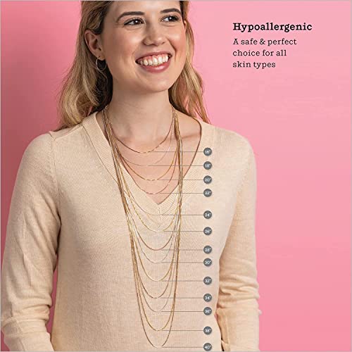 KEZEF Rose Gold Plated Silver Box Chain Necklace, 1mm Thin Solid 925 Rose Gold Necklace for Women and Men, Nickel Free, Hypoallergenic & Anti Tarnish, 40 Inch