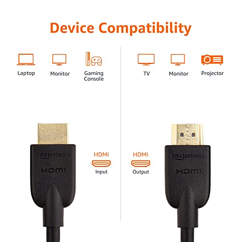 Amazon Basics High-Speed 4K Ultra HD HDMI 2.0 Cable / Cord, 15ft / 4.5m, 18 Gbps, 60 Hz, 2160p, 48 bit, male-to-male, Ethernet Ready, 3D, Black