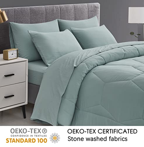 Chezmoi Collection Vero 3-Piece Honeycomb Quilted Microfiber Comforter Set - Soft Washed Lightweight Geometric Hexagon Bedding, Full, Aqua