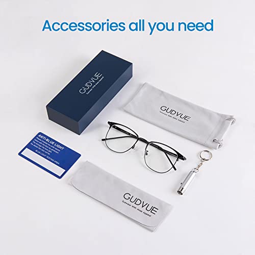 GUDVUE Blue Light Glasses, Computer/Gaming/TV/Phones Glasses for Women/men, Anti Glare/UV400/Eye Strain, Shiny Black