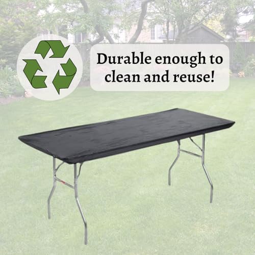 Kwik-Covers 8' Rectangle Plastic Table Covers 30" x 96", Bundle of 5 (Maroon)