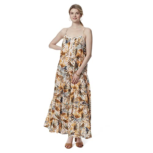 Jessica Simpson Women's Alanis 5 Tiered Maxi Dress, Bay Breeze-Chalk Pink, X-Small