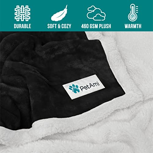 PetAmi Dog Blanket for Medium Large Dogs, Pet Bed Blanket Cat Puppy Kitten, Fleece Furniture Couch Cover Protector Sofa Car, Soft Sherpa Dog Throw Plush Reversible Washable, 40x60 Plaid Taupe