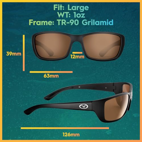 Flying Fisherman Cay Sal Polarized Sunglasses with AcuTint UV Blocker for Fishing and Outdoor Sports, Matte Black Frames/Amber Lenses