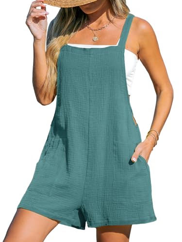 CUPSHE Women's Jumpsuits Square Neck Wide Leg Romper Sleeveless Pocket Overall Outfit Casual Beach, S