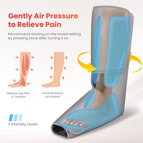 COMFIER Air Compression Leg Massager,Leg Massager for Circulation, Compression Massager Pain Relief,FSA HSA Eligible,Calf and Foot Massager with Heat,Leg Wraps,Gift for Men,Women