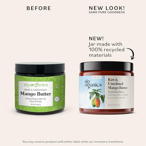 Sky Organics - Mango Butter, 15 oz - Raw & Undefined - Hydrating Balm-to-Oil Butter - Non Greasy - Fatty Acids, Antioxidants & Vitamins - Natural, Vegan, Cruelty & Soy Free - Skin Care & Self Care