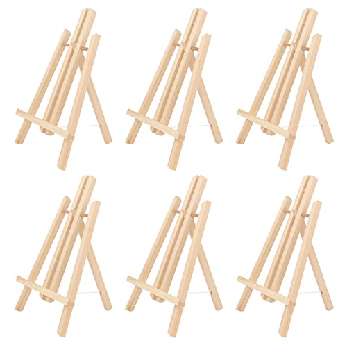 Kinlink 11.8 Inch Tall Wood Easels for Display Set of 6, Display Easel Tabletop, Painting Easel Stand for Artist Students