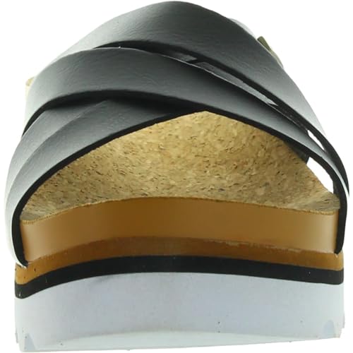 Reef Women's Cushion Bloom Hi Slide Sandal, Black/Tan, 5