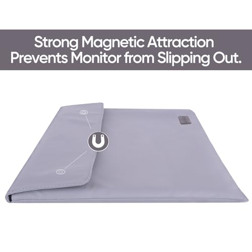 ARZOPA 14.0" Portable Monitor Sleeve Bag, PU Leather Laptop Tablet Case, Grey