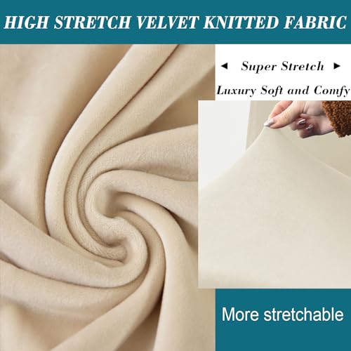HFCNMY Ottoman Cover Square, Stretch Polyester blend Thick Ottoman Slipcover Square Washable Storage Ottoman Cover Foot Stool Cover with Elastic Bottom for Living Room Beige Medium