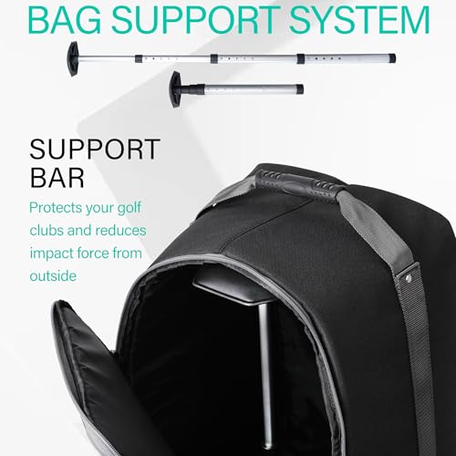 GoHimal Golf Travel Bag with Adjustable Support Rod, 900D Heavy Duty Oxford Fabric Golf Travel Case for Airlines with Wheels