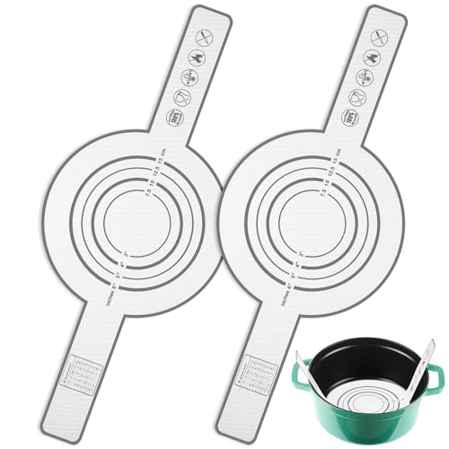 Patelai 2 Pieces Silicone Baking Mat for Dutch Oven Bread Non-stick Mat with Long Handle 8.3 Inch Reusable Silicone Baking Sheets Heat Resistant Bread Pad for Dough Pastry(Blue)