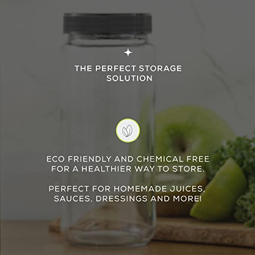 JoyJolt Glass Juice Bottles, 16 oz Glass Bottles with Caps. Set of 8 Juice Containers with Lids for Fridge, and Labels for Juice Jars. Glasses for Juice, Cold Brew Bottles, Smoothie Jars