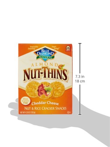 Blue Diamond Gluten Free Almond Nut-Thins Cracker Crisps, Cheddar Cheese, 4.25 Ounce
