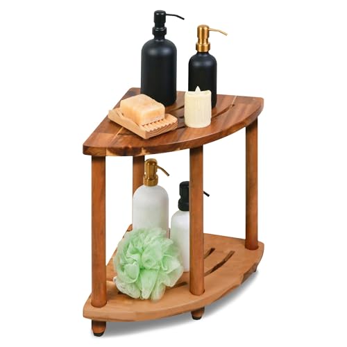ENKEZI Shower Foot Rest 12 in - Shower Stool for Shaving Legs, Small Corner Bathroom Bench Suitable for Small Shower Spaces - Bath Seat, Spa Foot Rest Shaving Stool (2 Tier Corner)